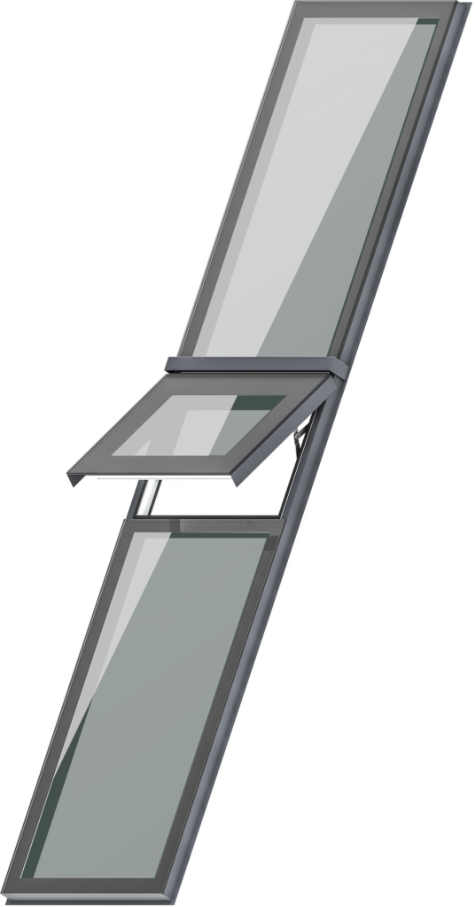 Ventana para buhardilla combinada con hoja central